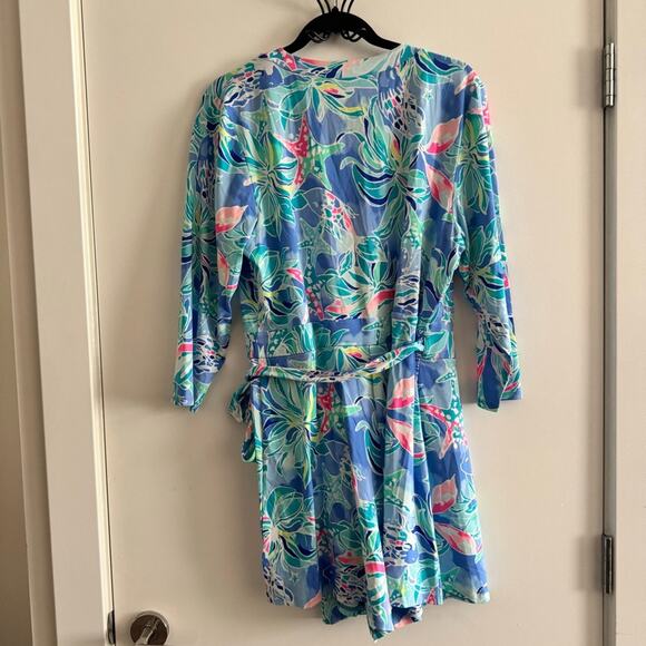 New Lilly Pulitzer Karlie Wrap Romper Bennet Blue Celestial Seas Womens size XL - Picture 5 of 7